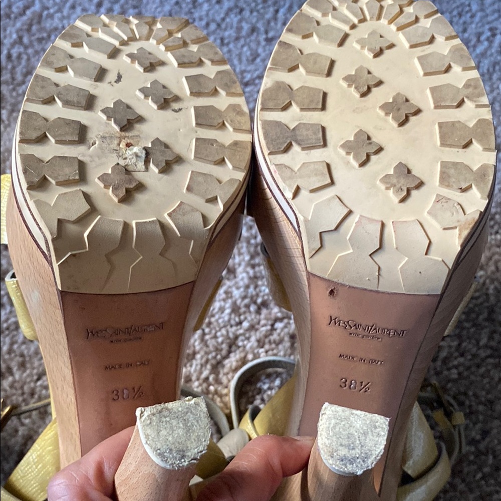 YSL | Yellow Strappy Platform Sandals - Picture 5 of 9